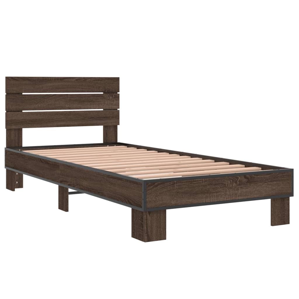Okvir za krevet smeđi hrast 100x200cm konstruirano drvo i metal