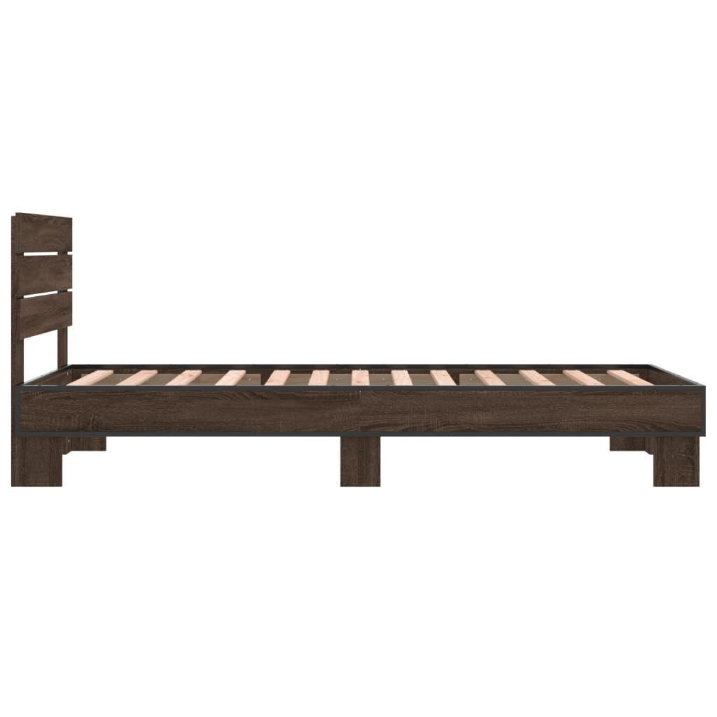 Okvir za krevet smeđi hrast 100x200cm konstruirano drvo i metal