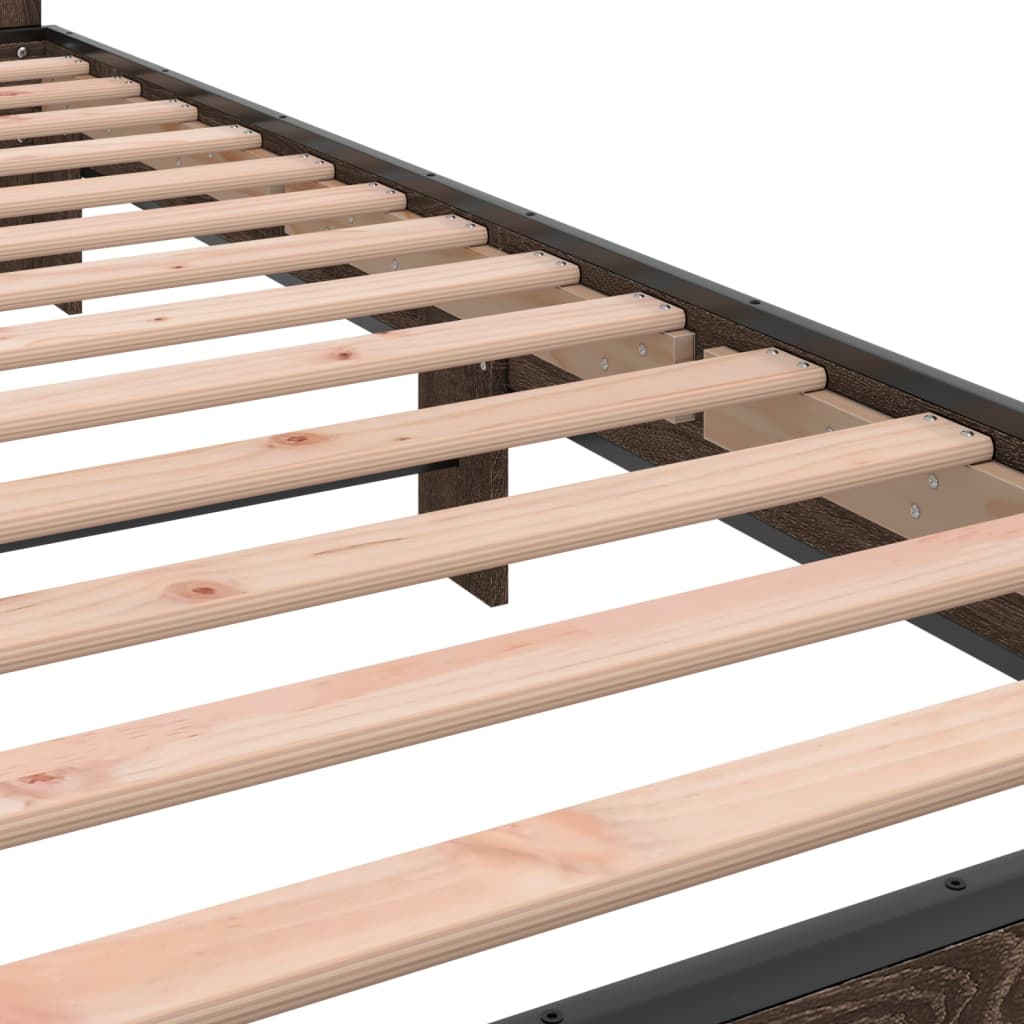 Okvir za krevet smeđi hrast 100x200cm konstruirano drvo i metal