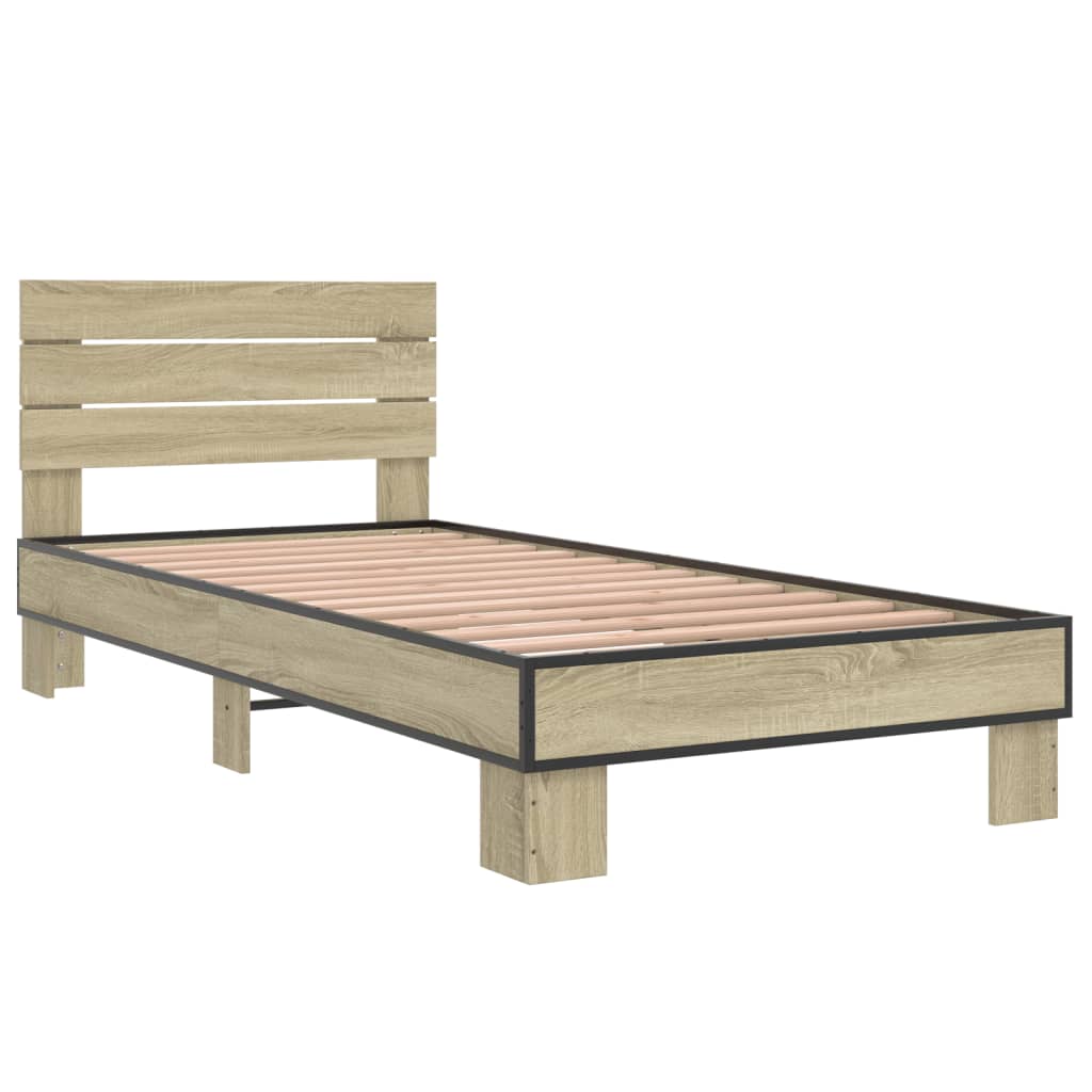 Okvir za krevet boja hrasta 90x200 cm konstruirano drvo i metal