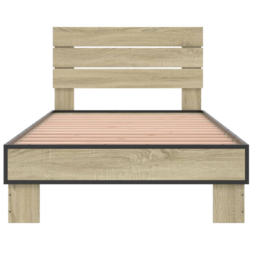 Okvir za krevet boja hrasta 90x200 cm konstruirano drvo i metal