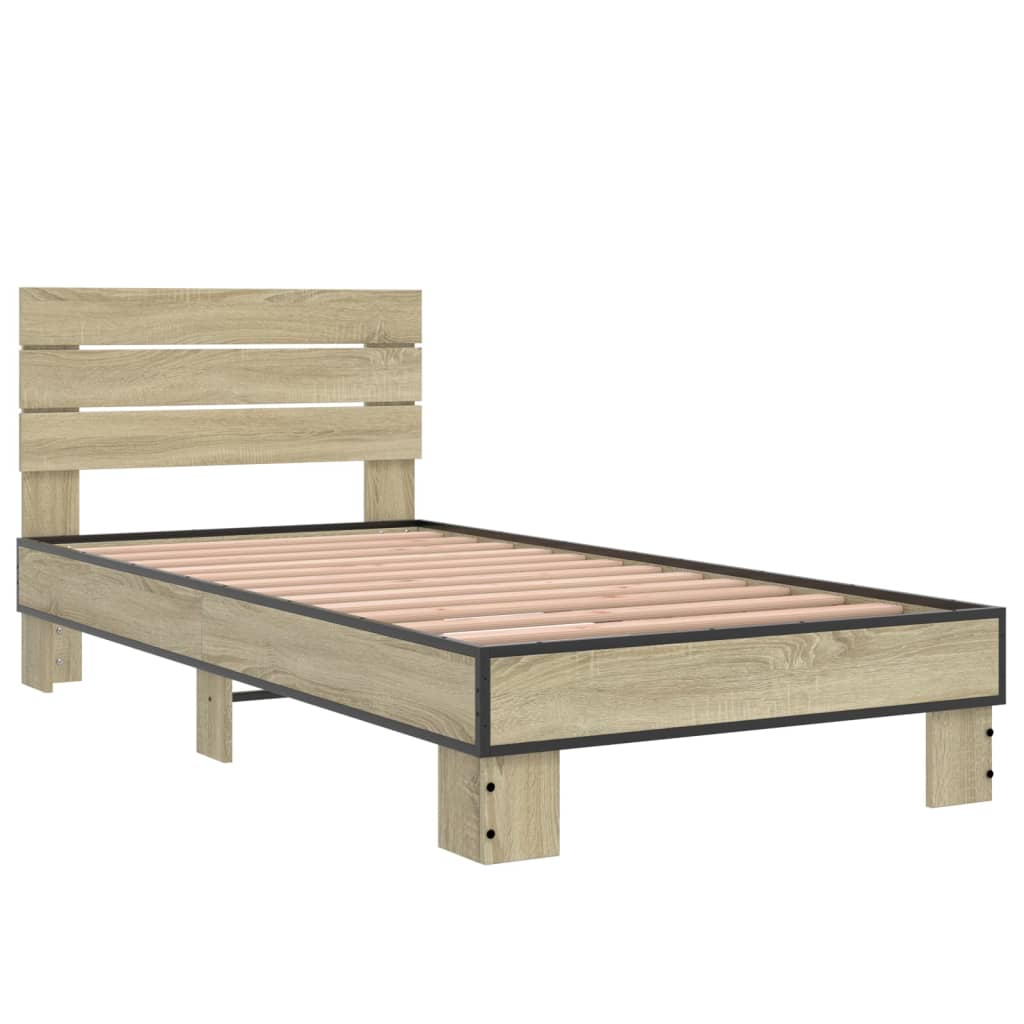 Okvir za krevet boja hrasta 75x190 cm konstruirano drvo i metal