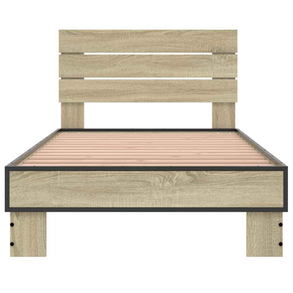 Okvir za krevet boja hrasta 75x190 cm konstruirano drvo i metal
