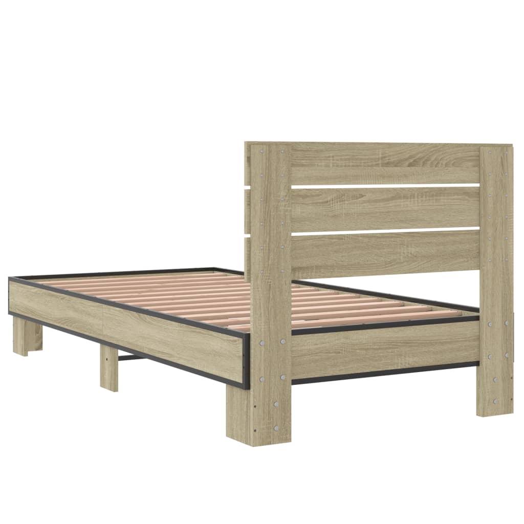 Okvir za krevet boja hrasta 75x190 cm konstruirano drvo i metal