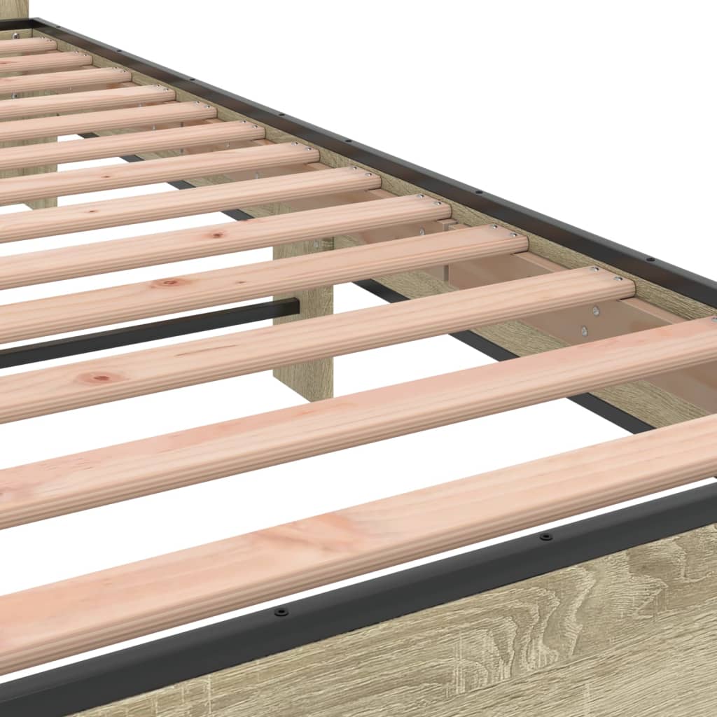 Okvir za krevet boja hrasta 75x190 cm konstruirano drvo i metal