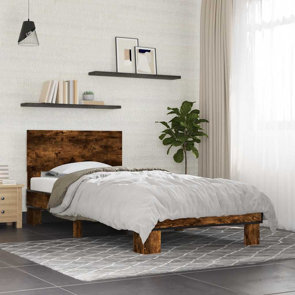 Okvir za krevet boja hrasta 90x200 cm konstruirano drvo i metal