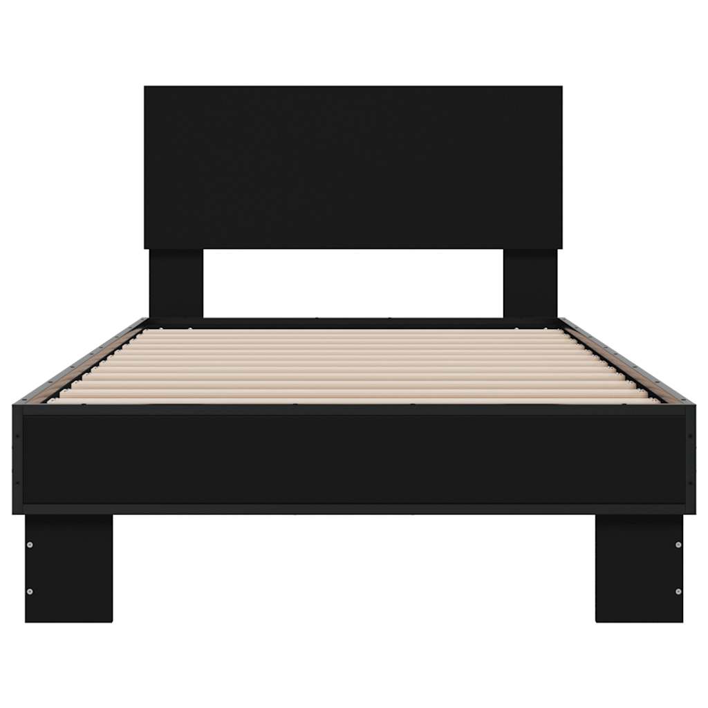Okvir za krevet crni 75 x 190 cm od konstruiranog drvo i metal