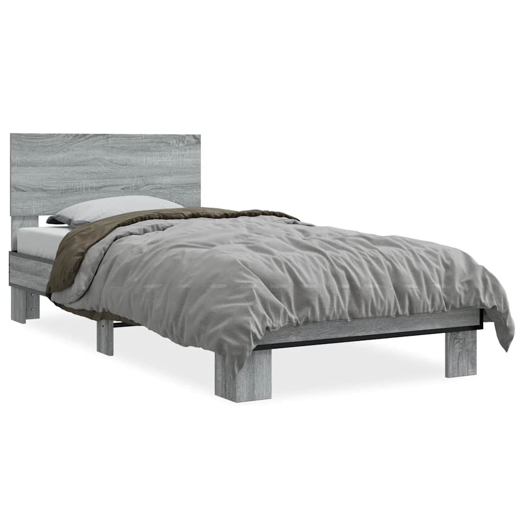Okvir za krevet boja hrasta 75x190 cm konstruirano drvo i metal