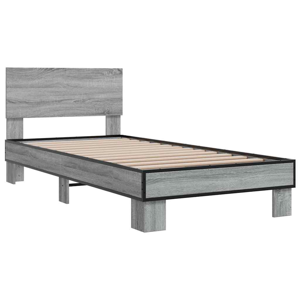 Okvir za krevet boja hrasta 75x190 cm konstruirano drvo i metal