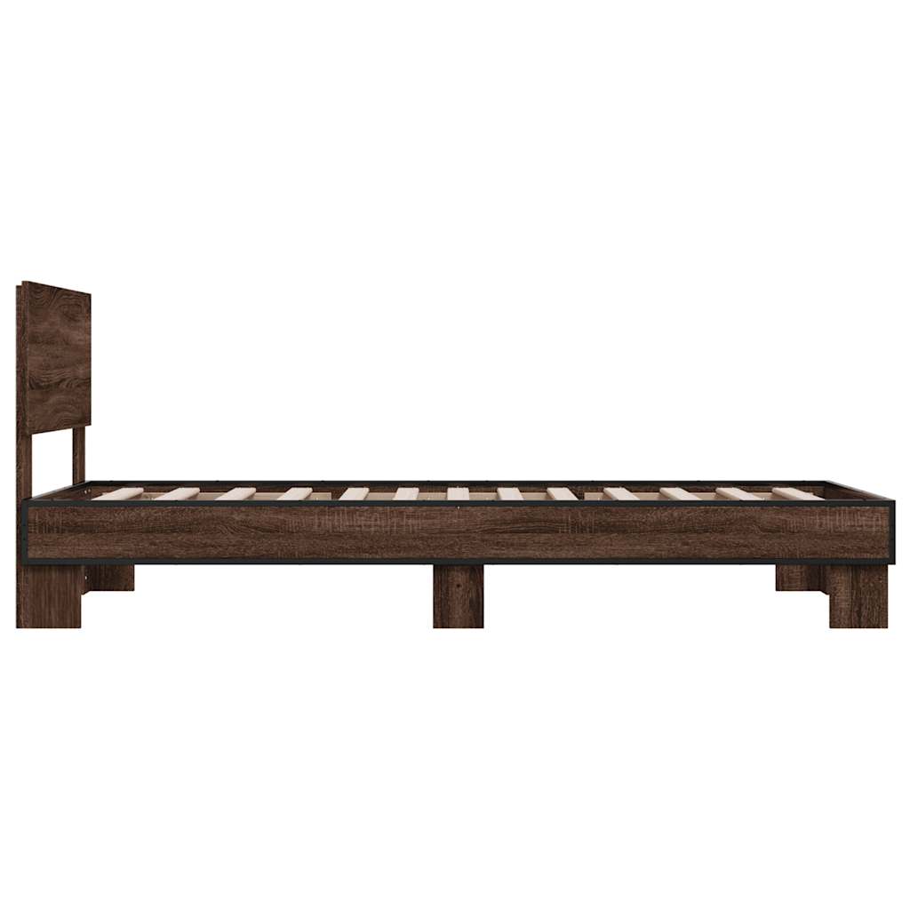 Okvir za krevet smeđi hrast 90x190 cm konstruirano drvo i metal