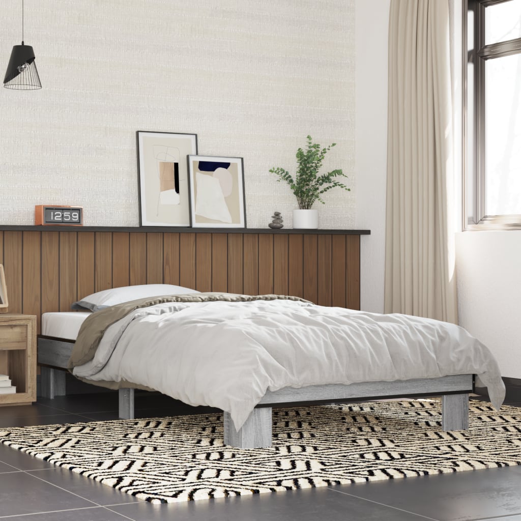 Okvir za krevet boja hrasta 100x200cm konstruirano drvo i metal