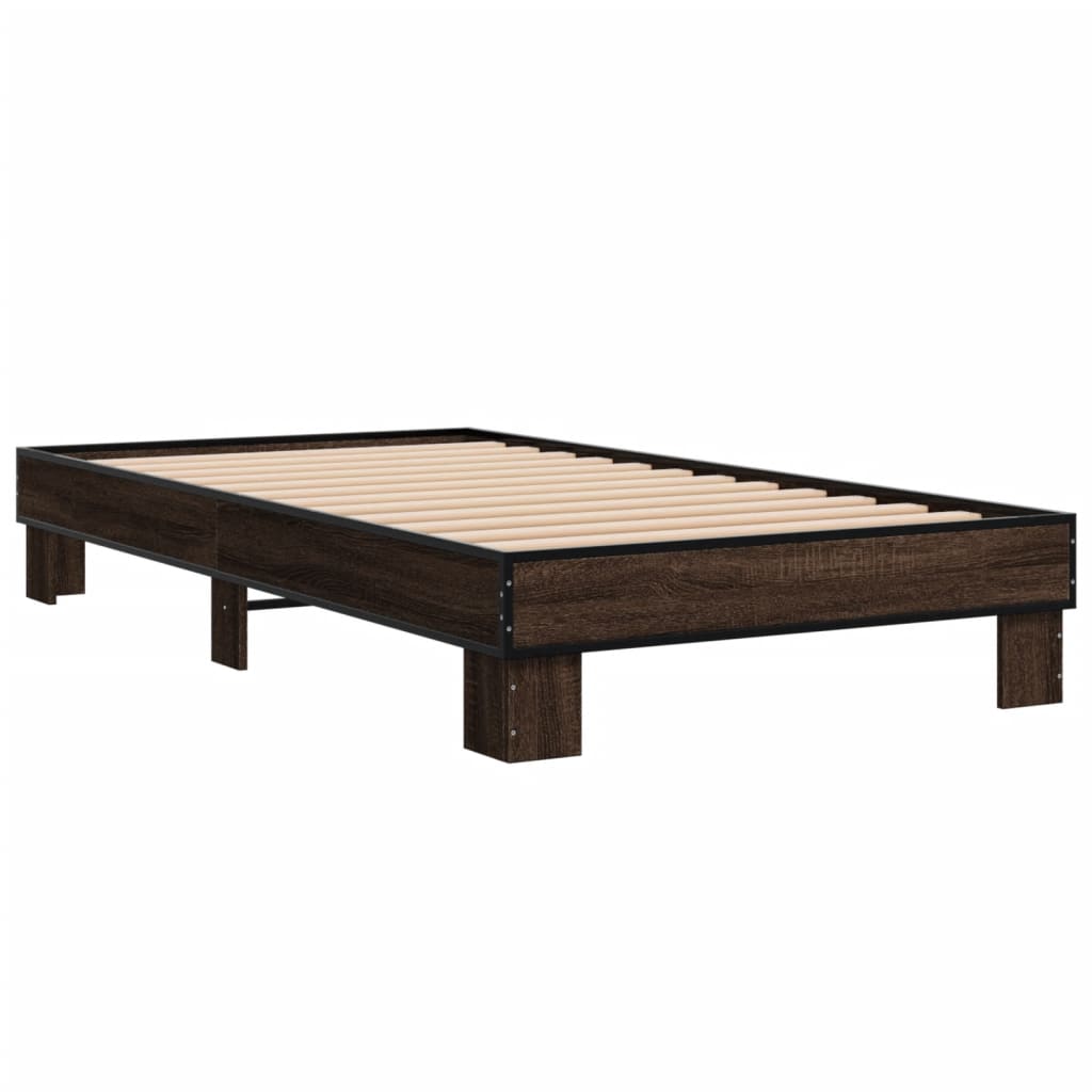 Okvir za krevet smeđi hrast 90x190 cm konstruirano drvo i metal