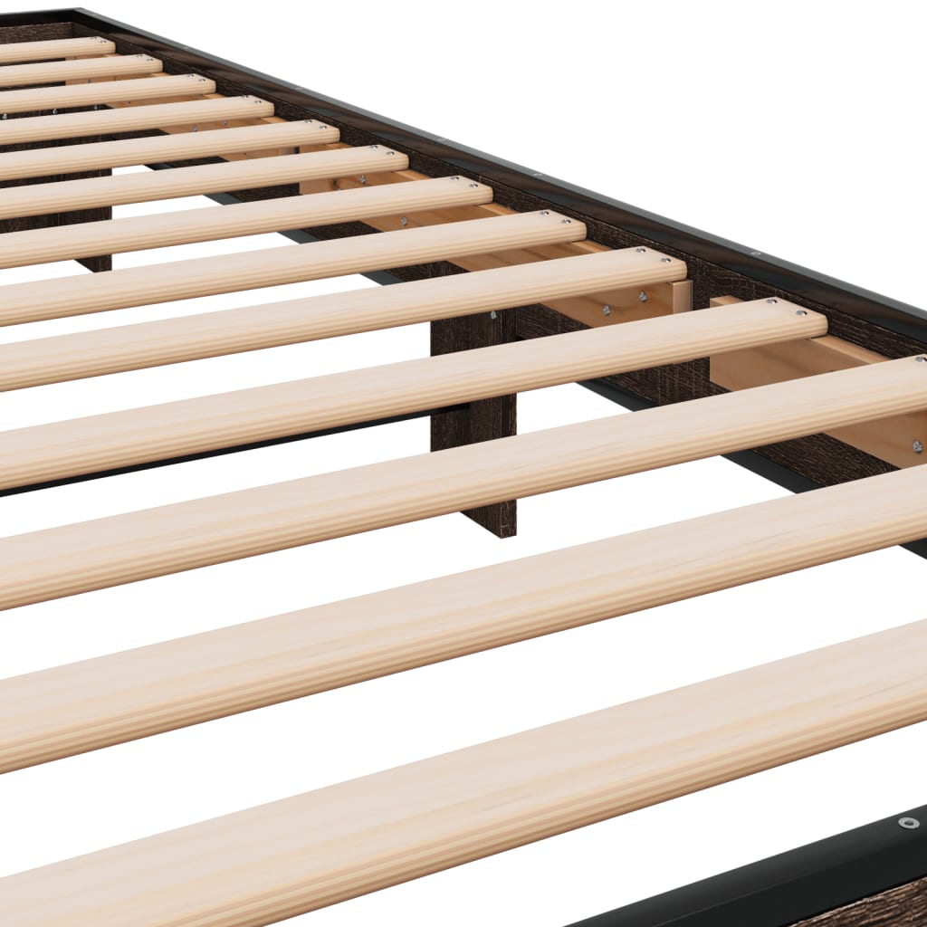 Okvir za krevet smeđi hrast 90x190 cm konstruirano drvo i metal
