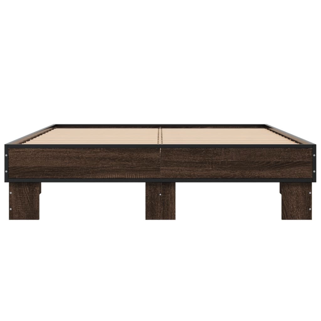 Okvir za krevet smeđi hrast 140x190cm konstruirano drvo i metal