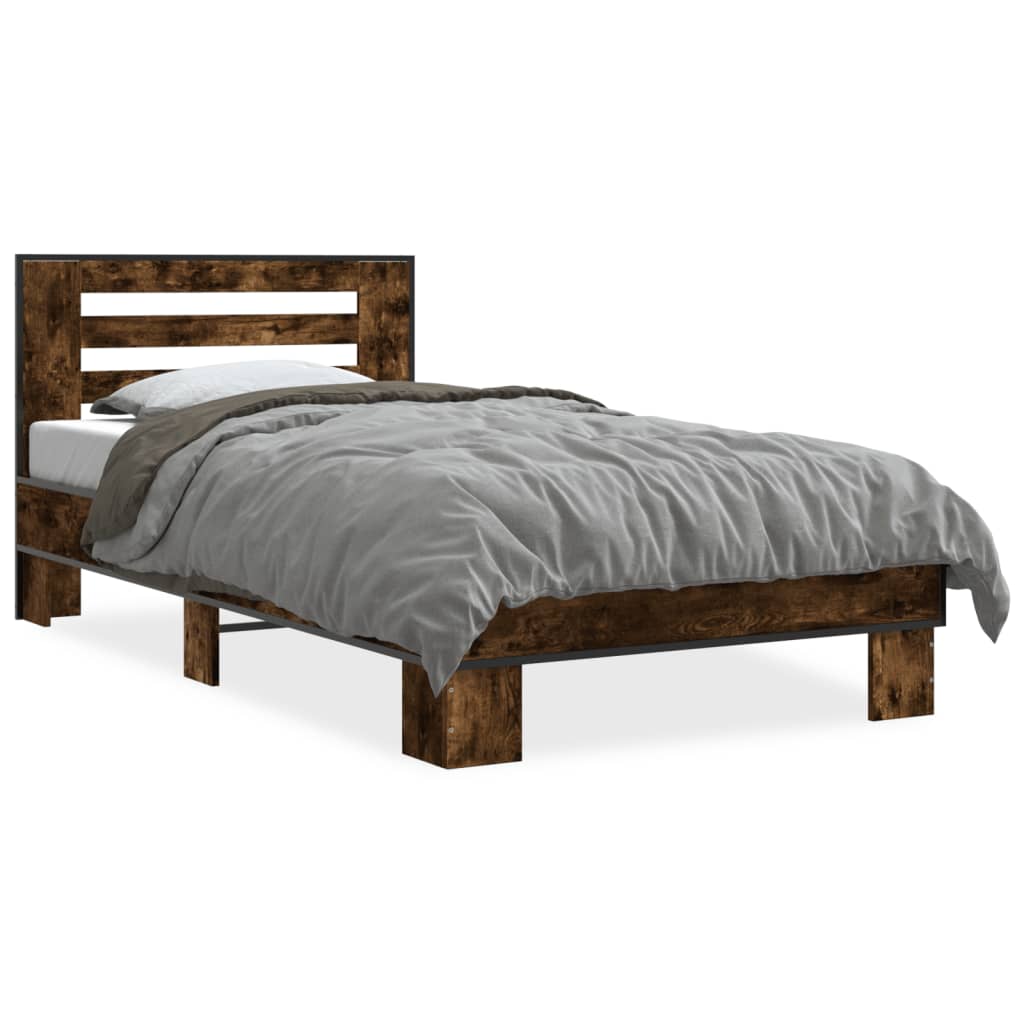 Okvir krevet boja hrasta 90 x 190 cm konstruirano drvo i metal