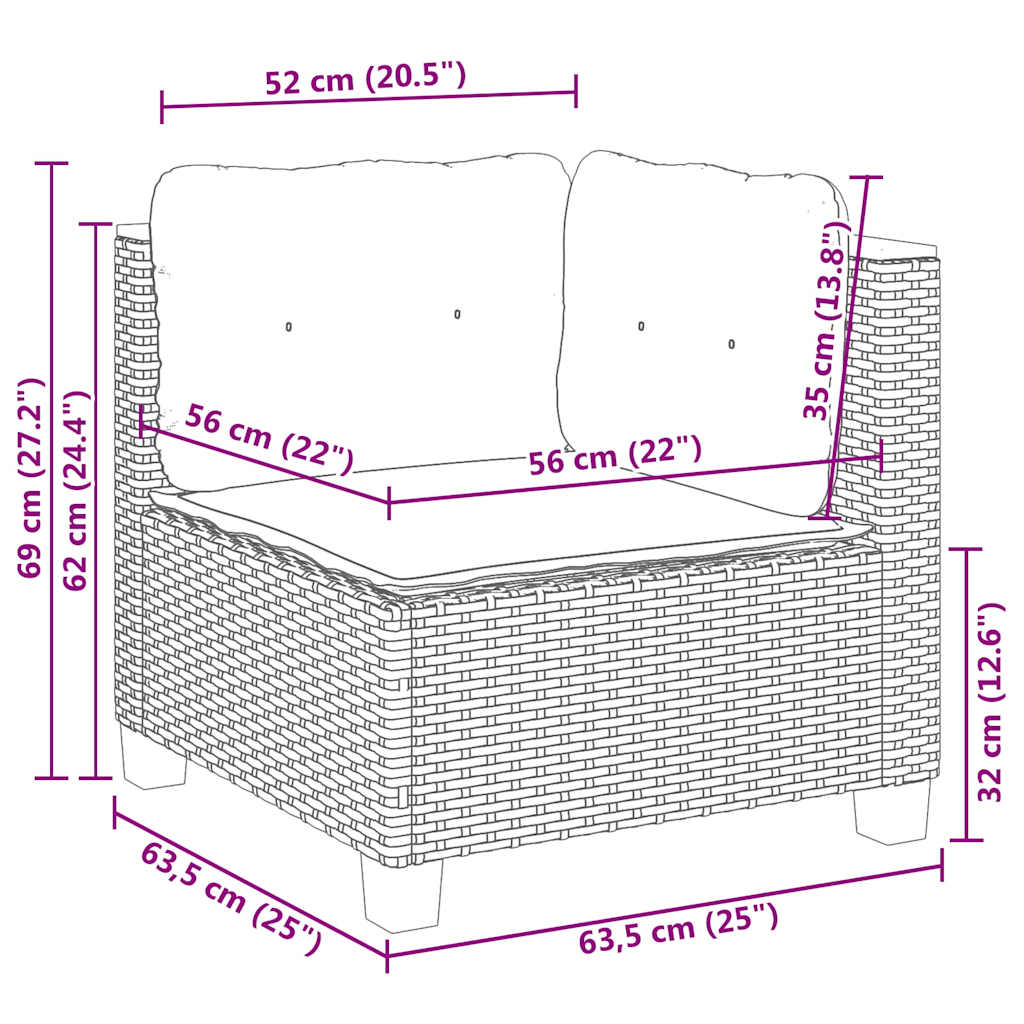 4-dijelni set vrtnih sofa od poliratana s jastucima crni