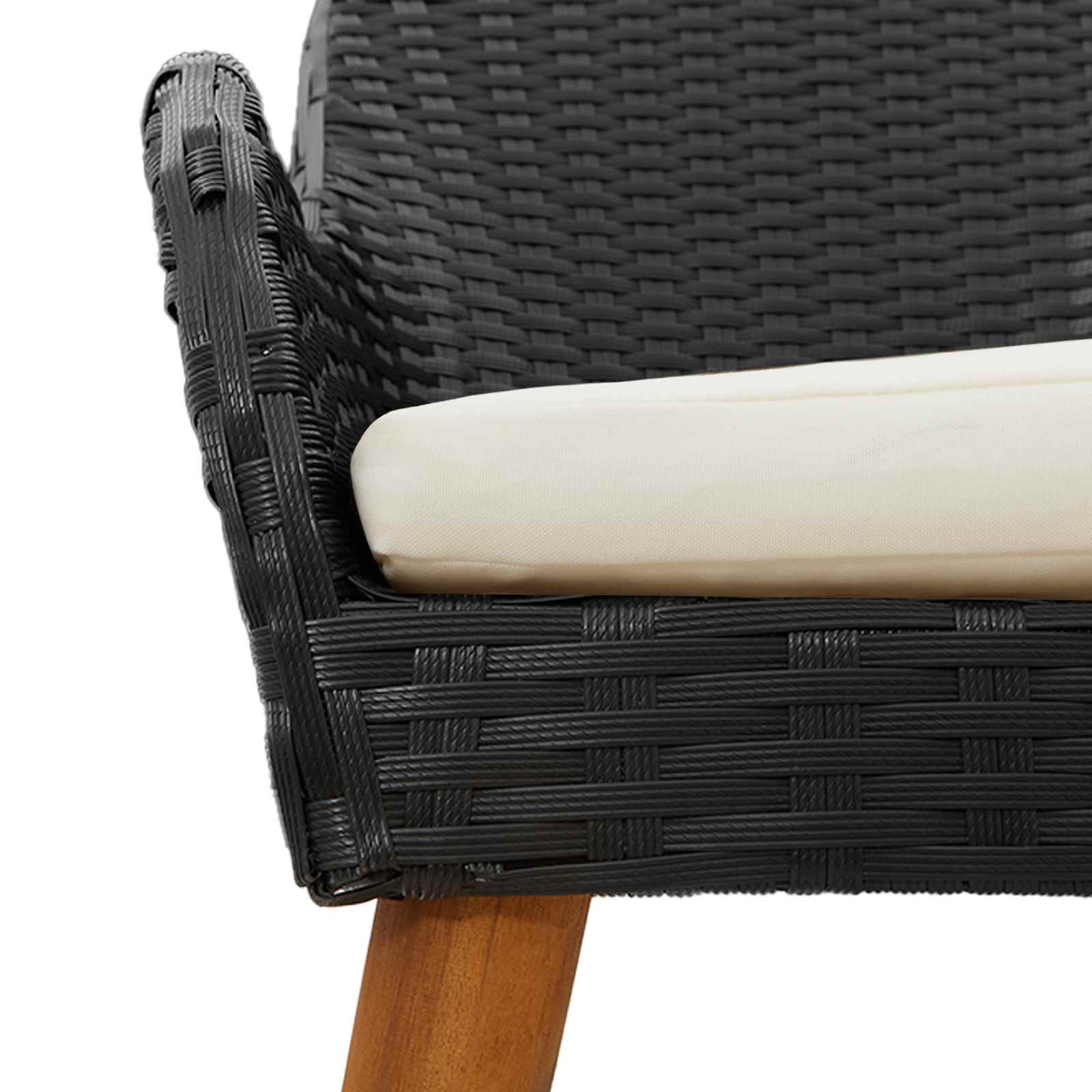 Vrtni set za objed s jastukom 5 pcs Crna poliratan