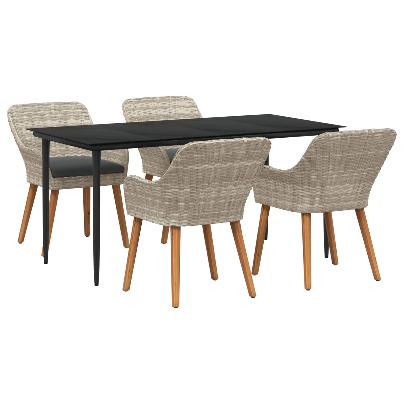 Vrtni set za objed s jastukom 5 pcs Svijetlo siva poliratan