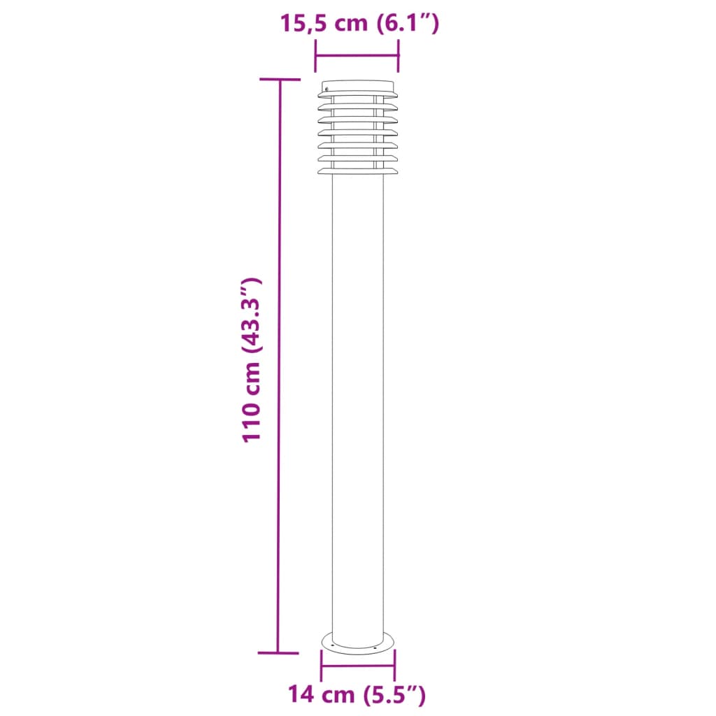 Vanjske podne svjetiljke 3 kom srebrne 110 cm nehrđajući čelik
