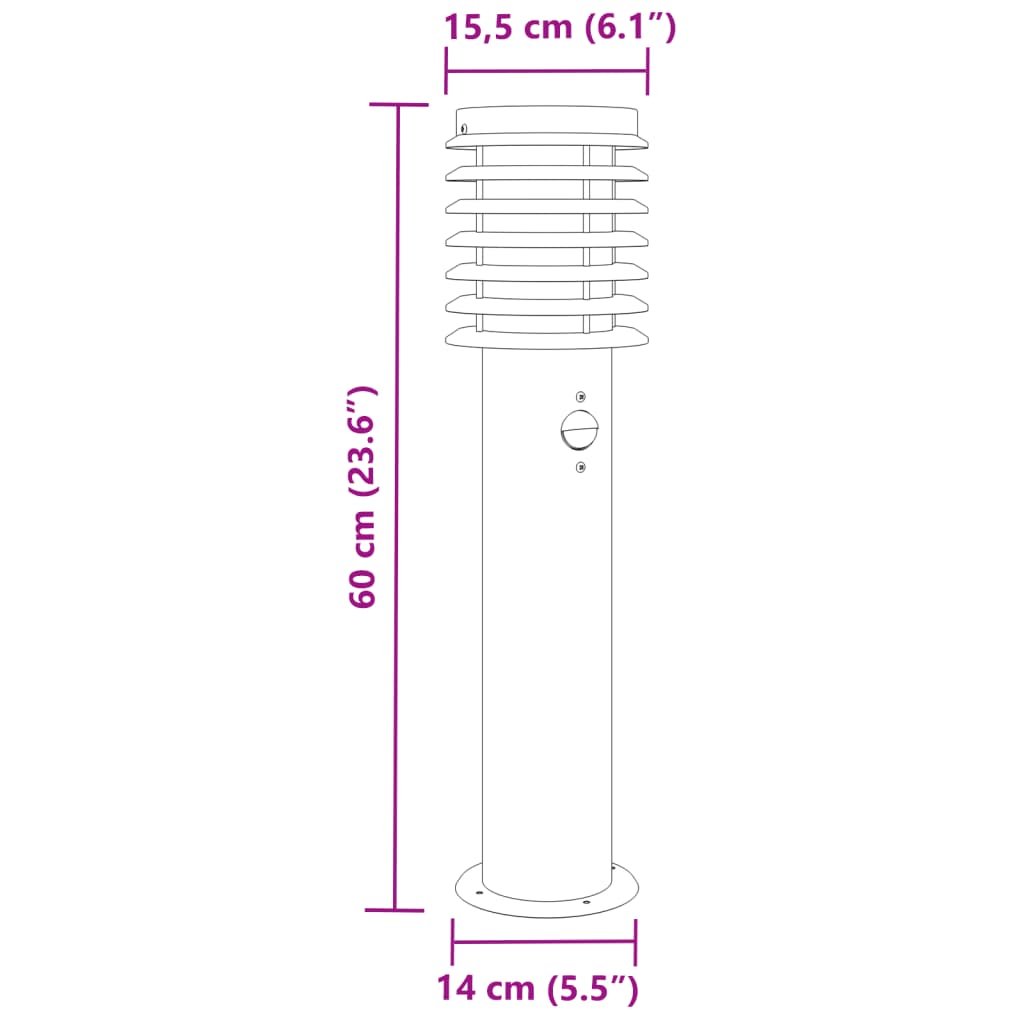 Vanjske podne svjetiljke sa senzorima 3 kom srebrne 60 cm čelik