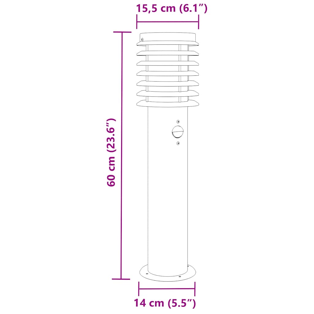 Vanjske podne svjetiljke sa senzorima 3 kom crne 60 cm čelik