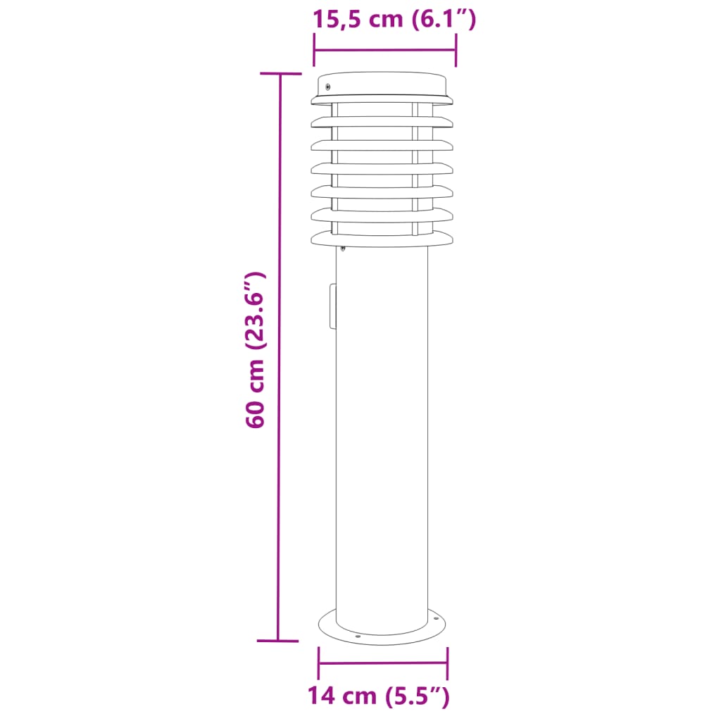 Vanjske podne svjetiljke sa utičnicom 3 kom srebrne 60 cm čelik