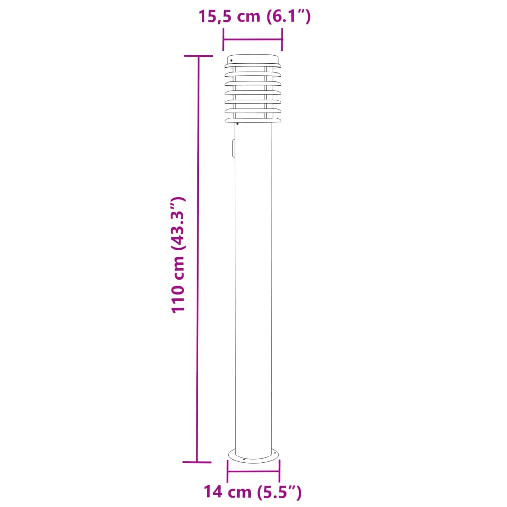 Vanjske podne svjetiljke sa utičnicom 3 kom srebrne 110cm čelik