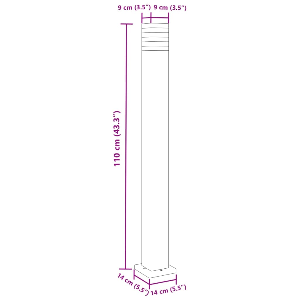 Vanjska podna svjetiljka crna 110 cm aluminijska