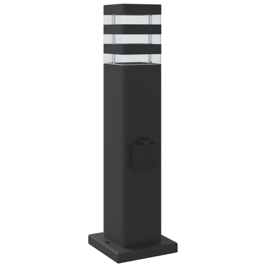 Vanjske podne svjetiljke s utičnicom 3kom crne 50cm aluminijske