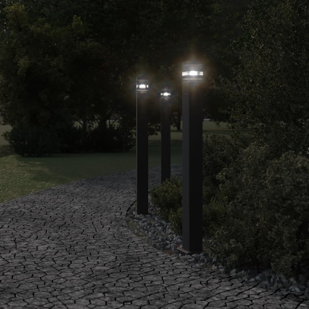 Vanjska podna svjetiljka s utičnicom crna 110 cm aluminijska