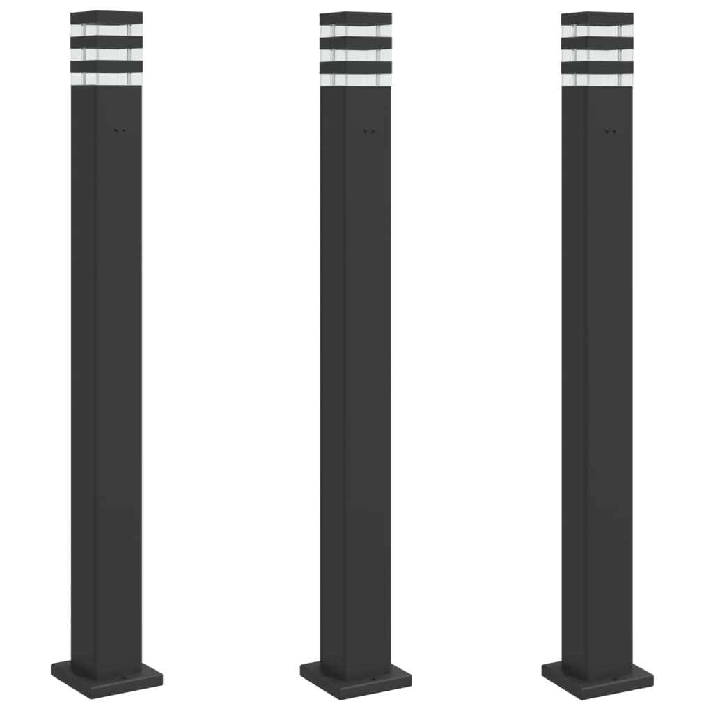 Vanjske podne svjetiljke sa utičnicom 3kom crne 110cm aluminij