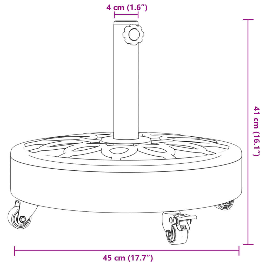 Baza suncobrana s kotačima za stupove Ø 38/48 mm 27 kg okrugla