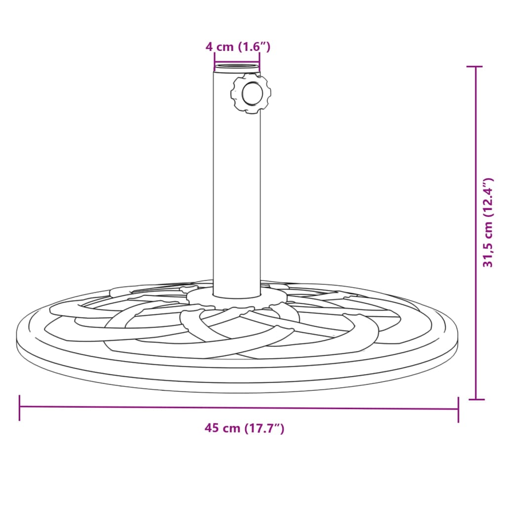 Baza suncobrana za stupove Ø 38/48 mm 12 kg okrugla