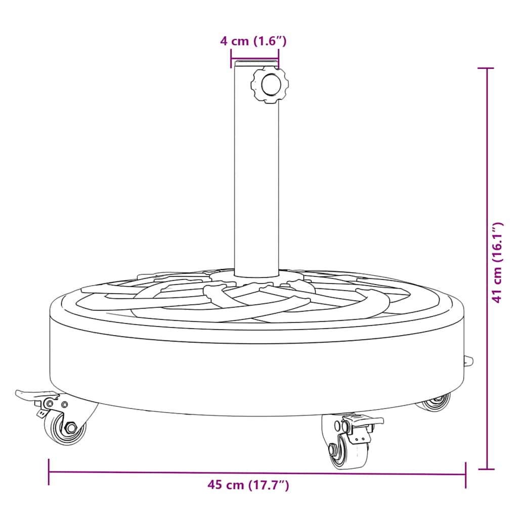Baza suncobrana s kotačima za stupove Ø 38/48 mm 27 kg okrugla