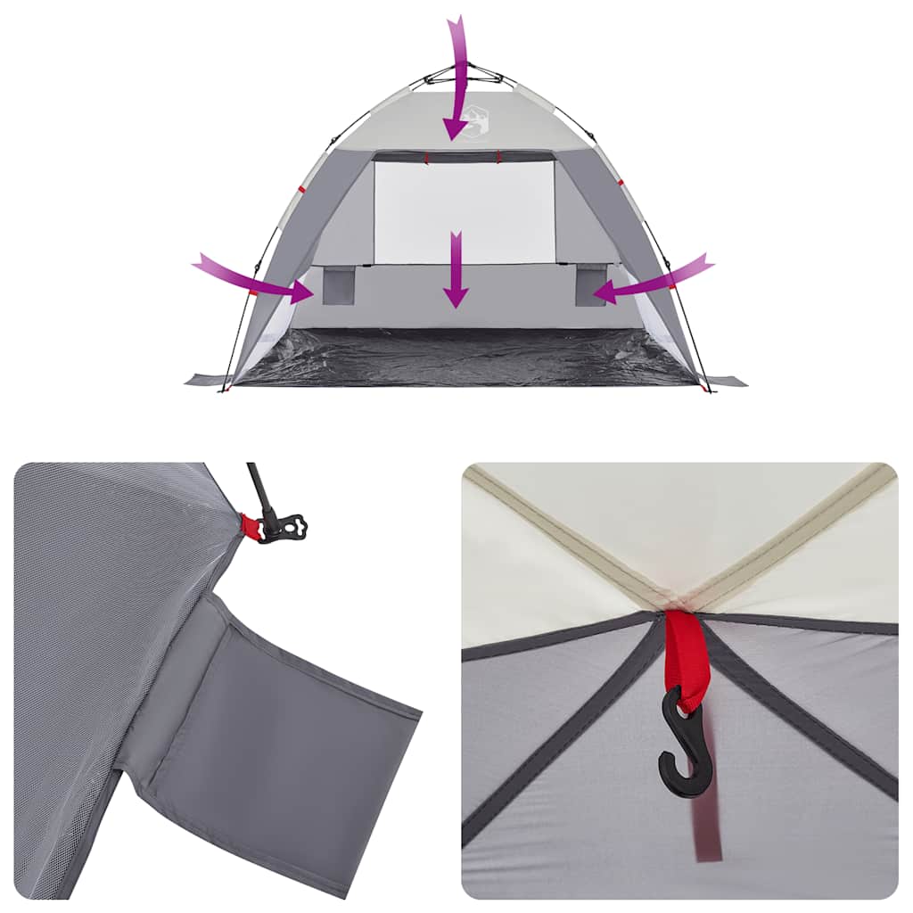 Šator za plažu za 2 osobe vodootporni sivi