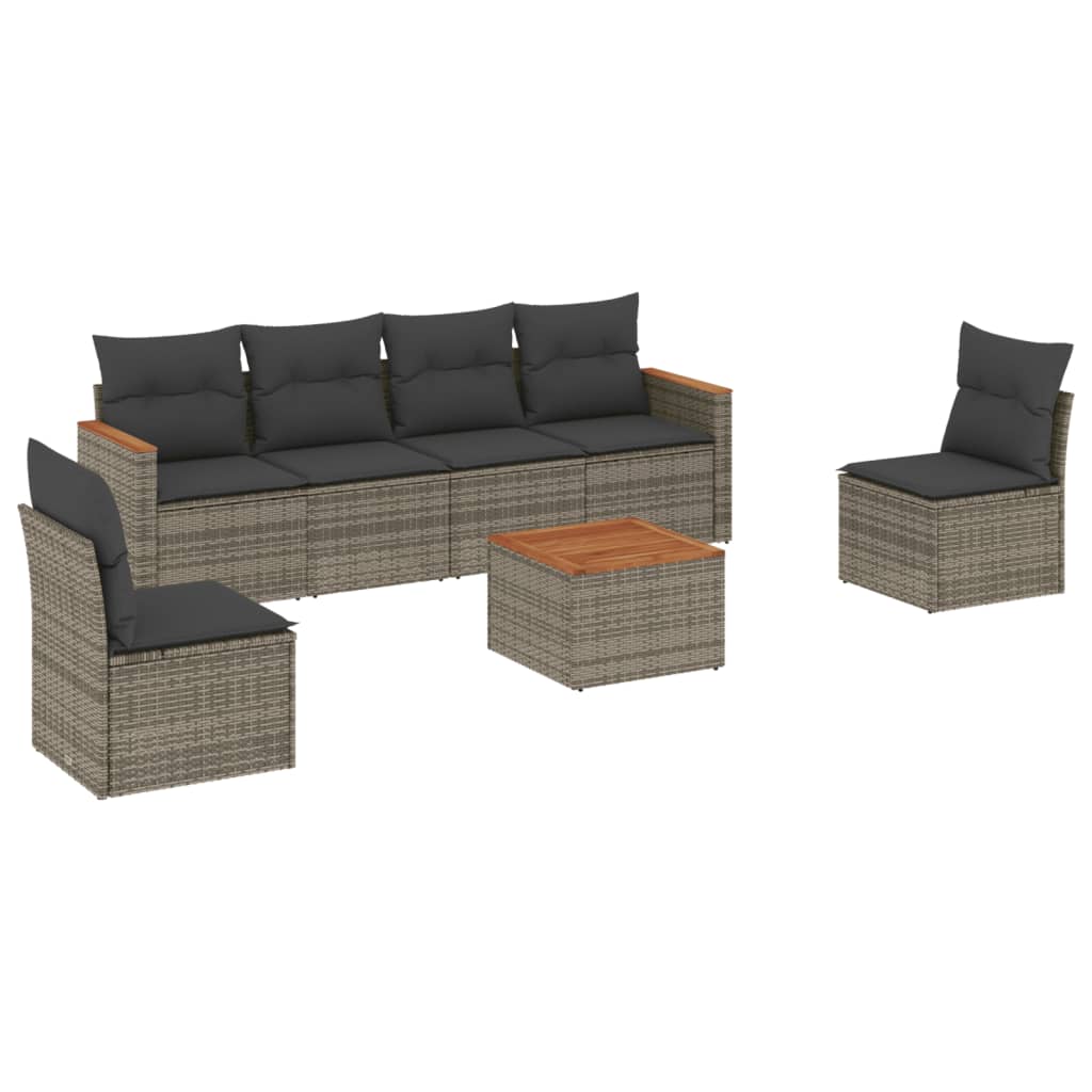 7-dijelni set vrtnih sofa sivi od poliratana