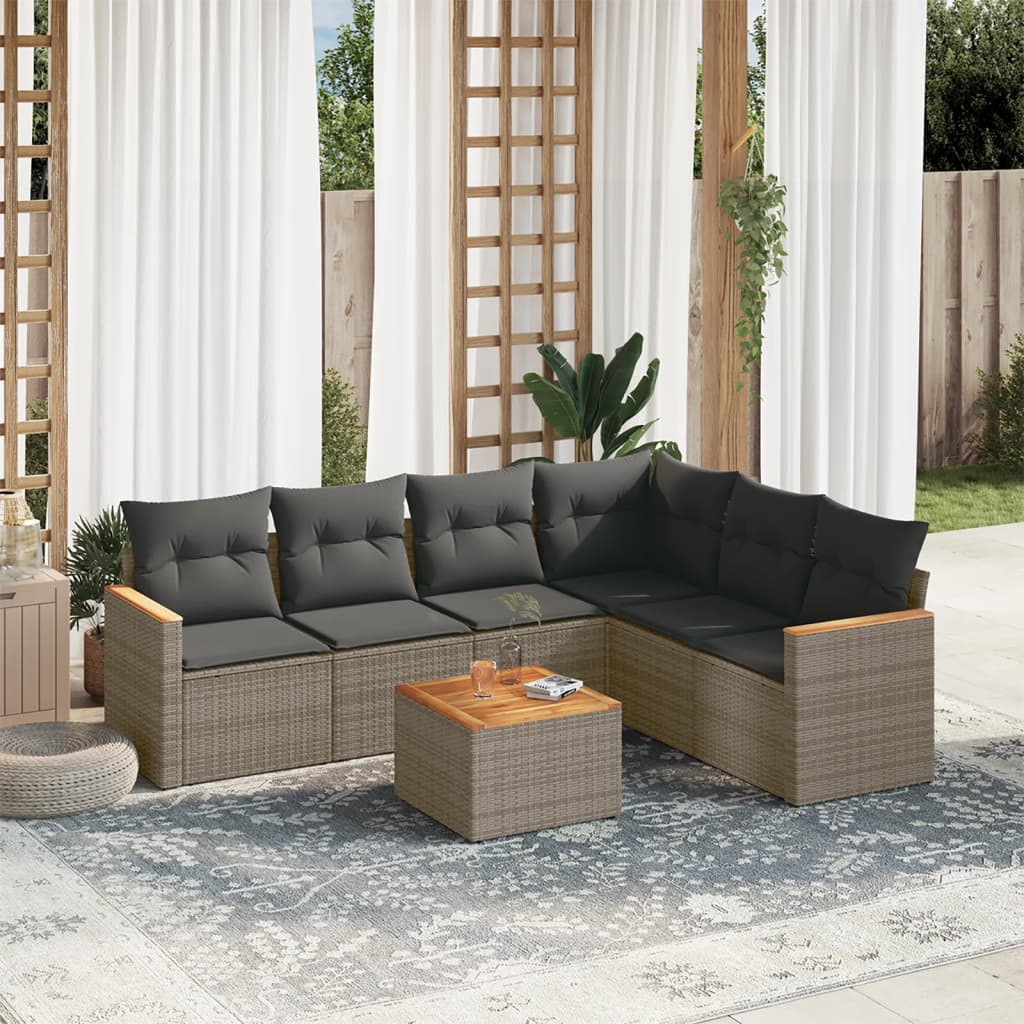 7-dijelni set vrtnih sofa sivi od poliratana