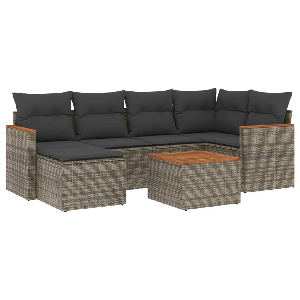 7-dijelni set vrtnih sofa sivi od poliratana