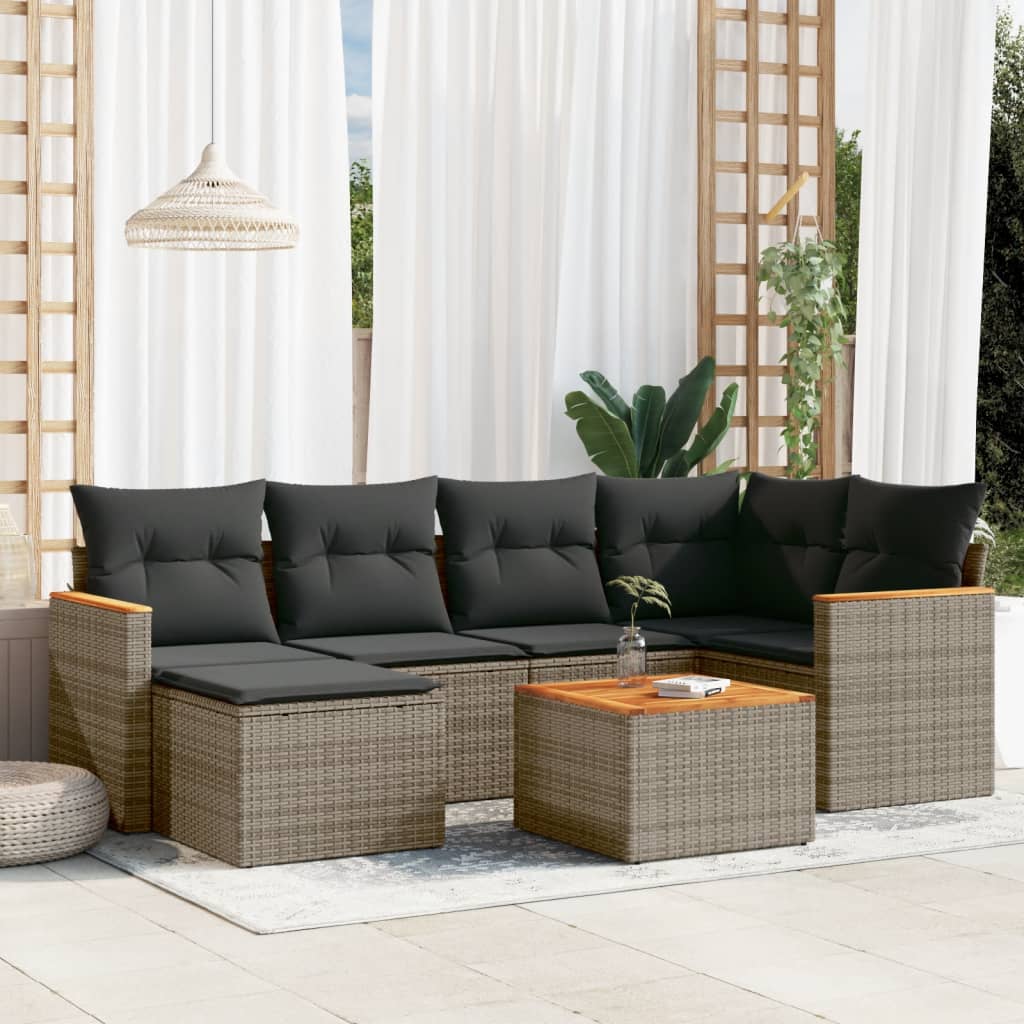 7-dijelni set vrtnih sofa sivi od poliratana
