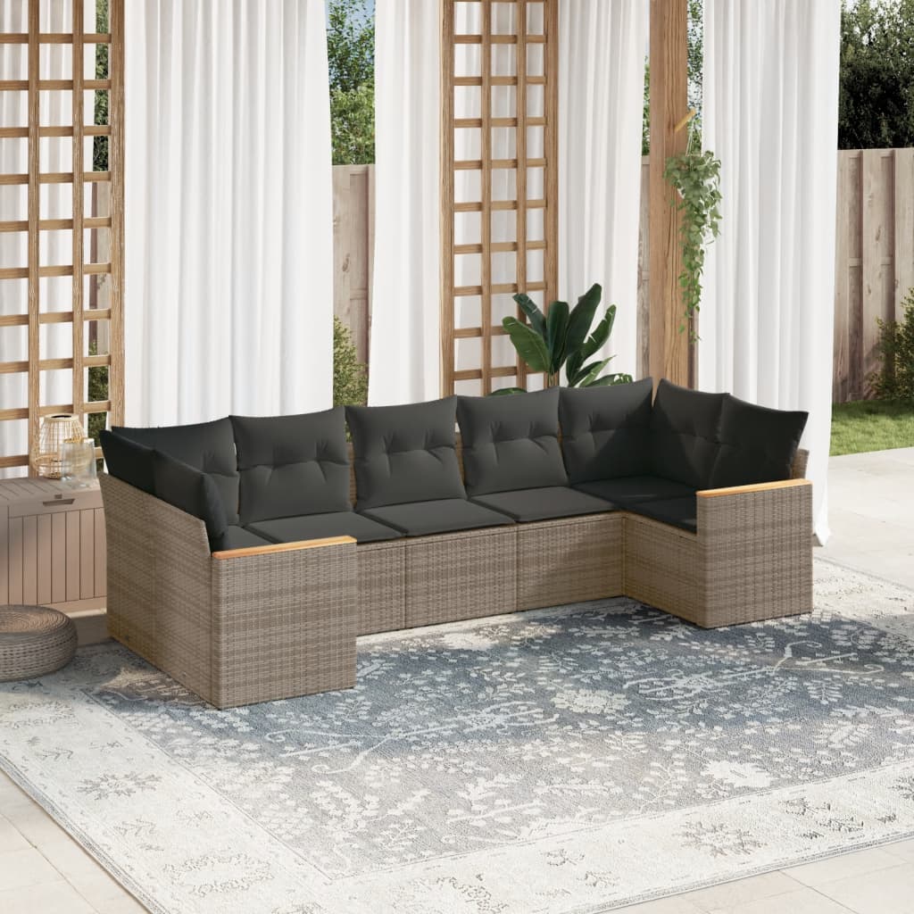 7-dijelni set vrtnih sofa sivi od poliratana
