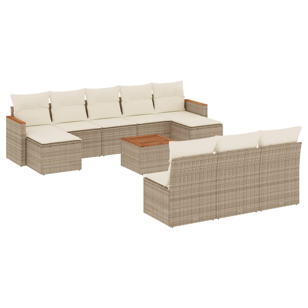 11-dijelni set vrtnih sofa od poliratana s jastucima bež