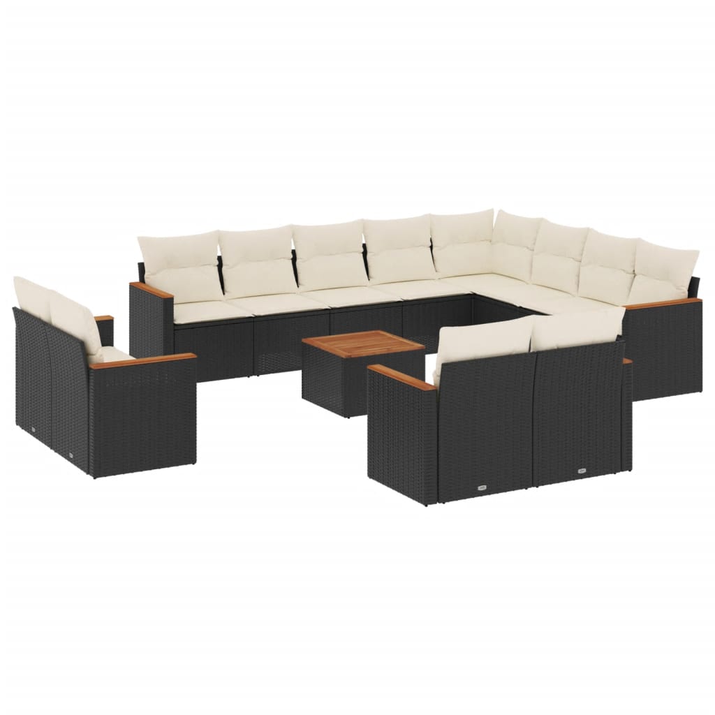 13-dijelni set vrtnih sofa s jastucima poliratan crni
