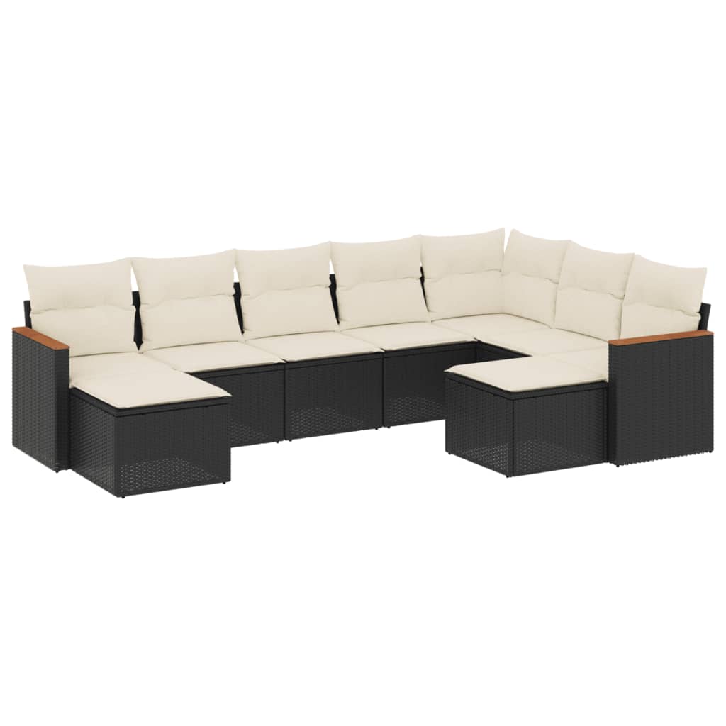 9-dijelni set vrtnih sofa s jastucima crni od poliratana