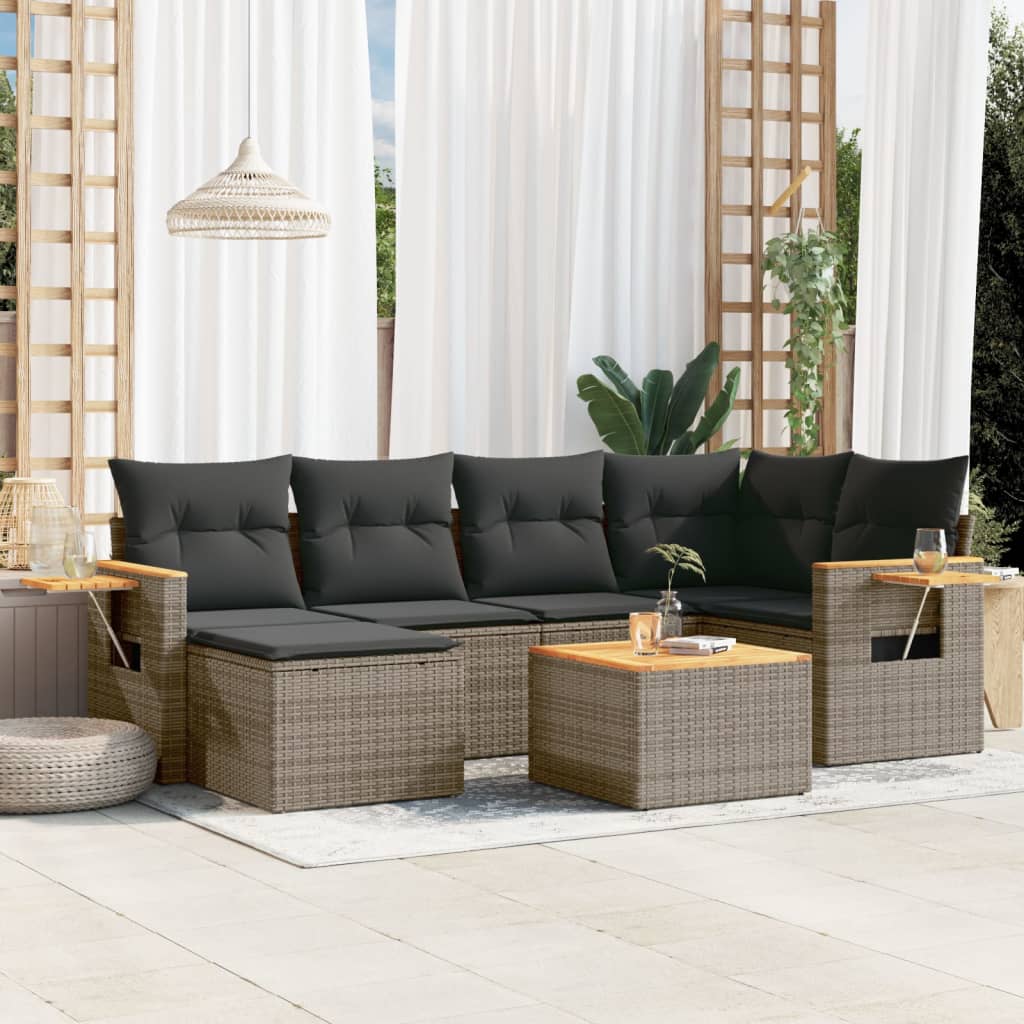 7-dijelni set vrtnih sofa sivi od poliratana