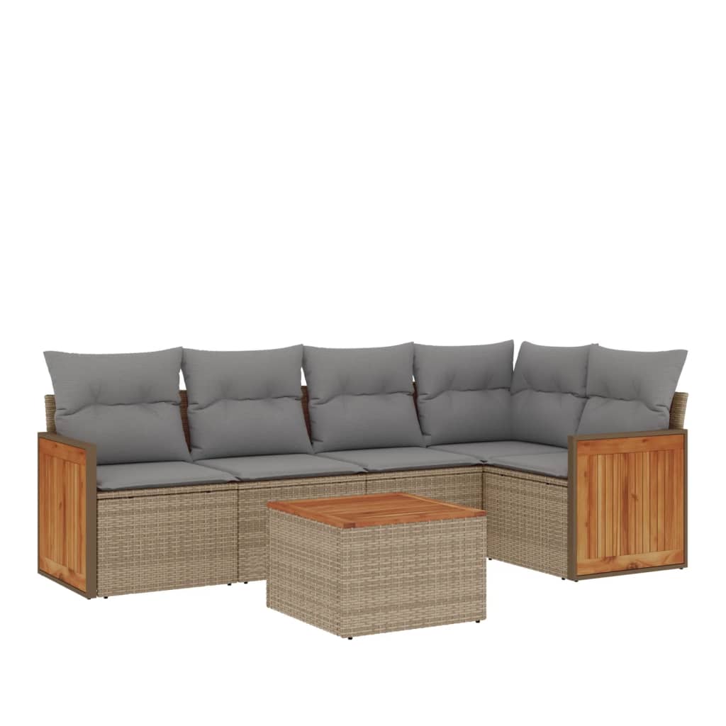 6-dijelni set vrtnih sofa s jastucima bež od poliratana
