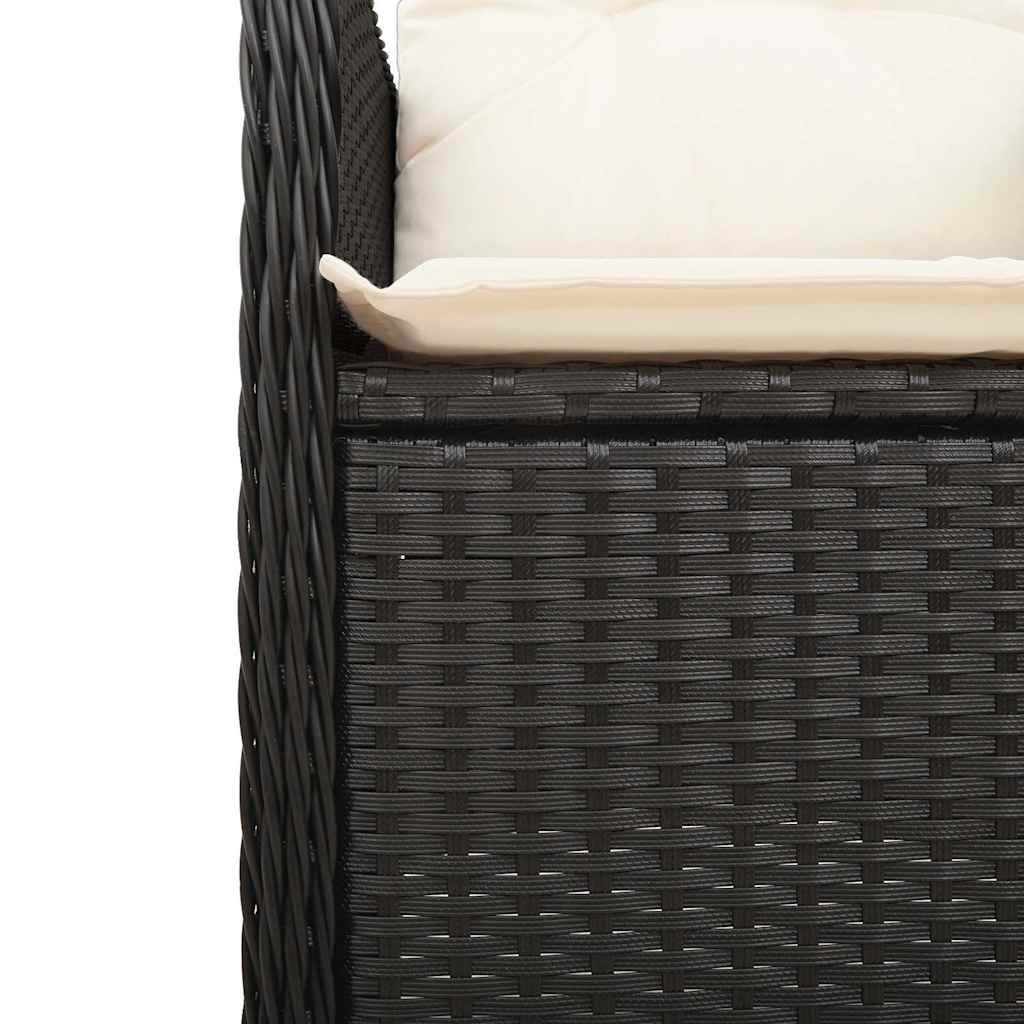 5-dijelni vrtni bistro set od poliratana s jastucima crni