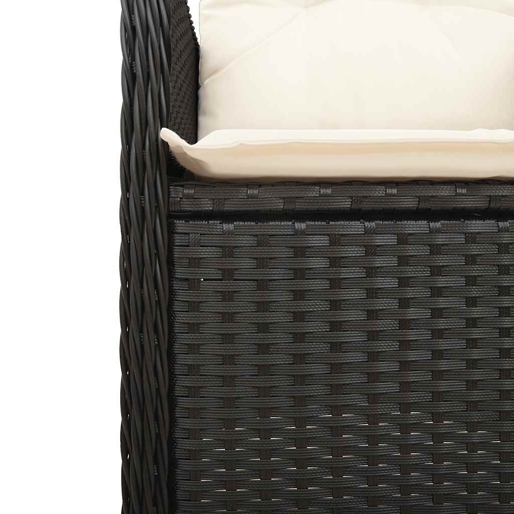 7-dijelni vrtni bistro set od poliratana s jastucima crni