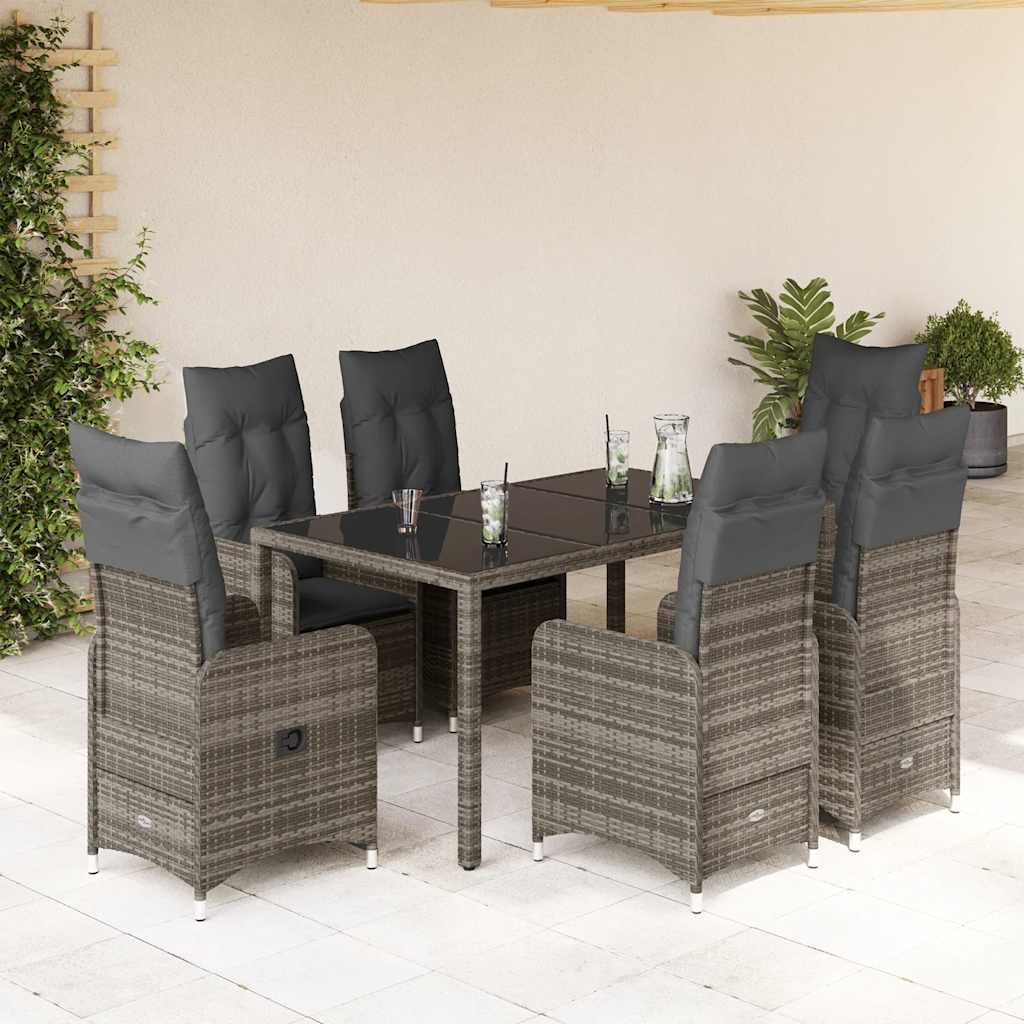 5-dijelni vrtni bistro set od poliratana s jastucima sivi