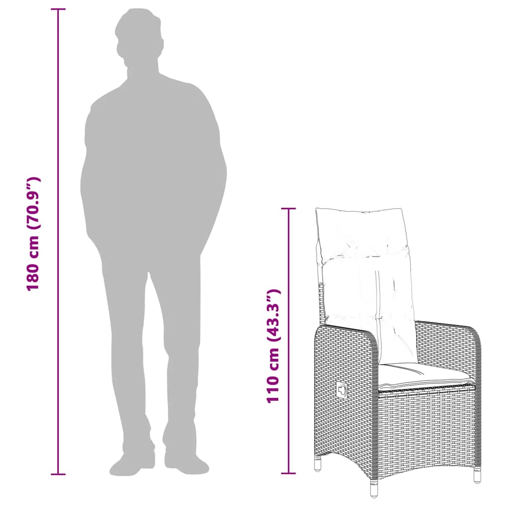 5-dijelni vrtni bistro set od poliratana s jastucima smeđi