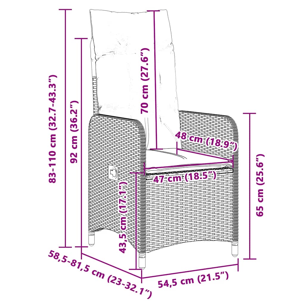 5-dijelni vrtni bistro set od poliratana s jastucima smeđi
